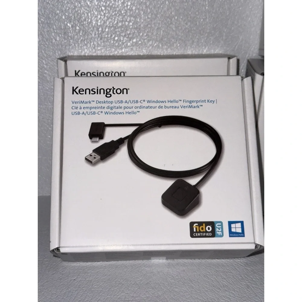 Kensington VeriMark Desktop USB-A/USB-C Windows Hello Fingerprint Key FIDO U2F